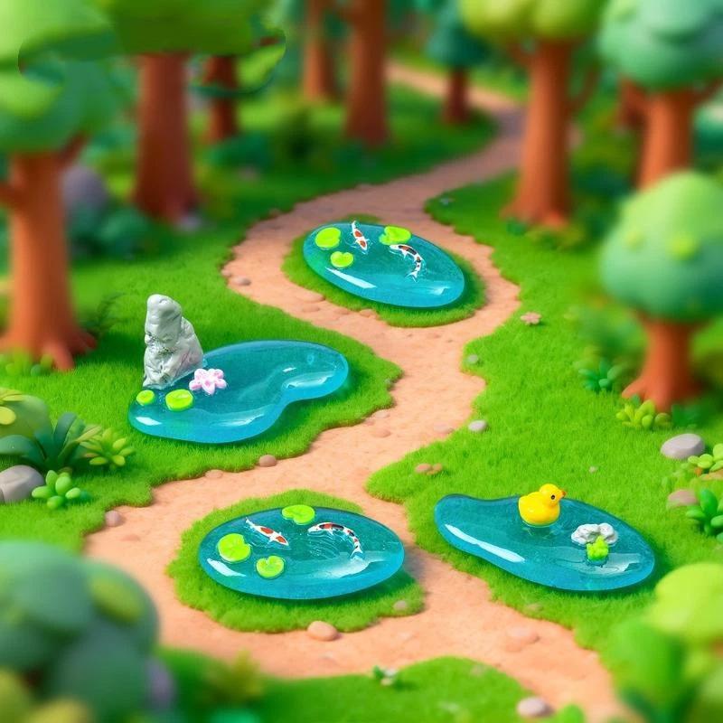 Bonsai Garden With Koi Pond - Miniaturowe ozdoby do stawu z żywicy