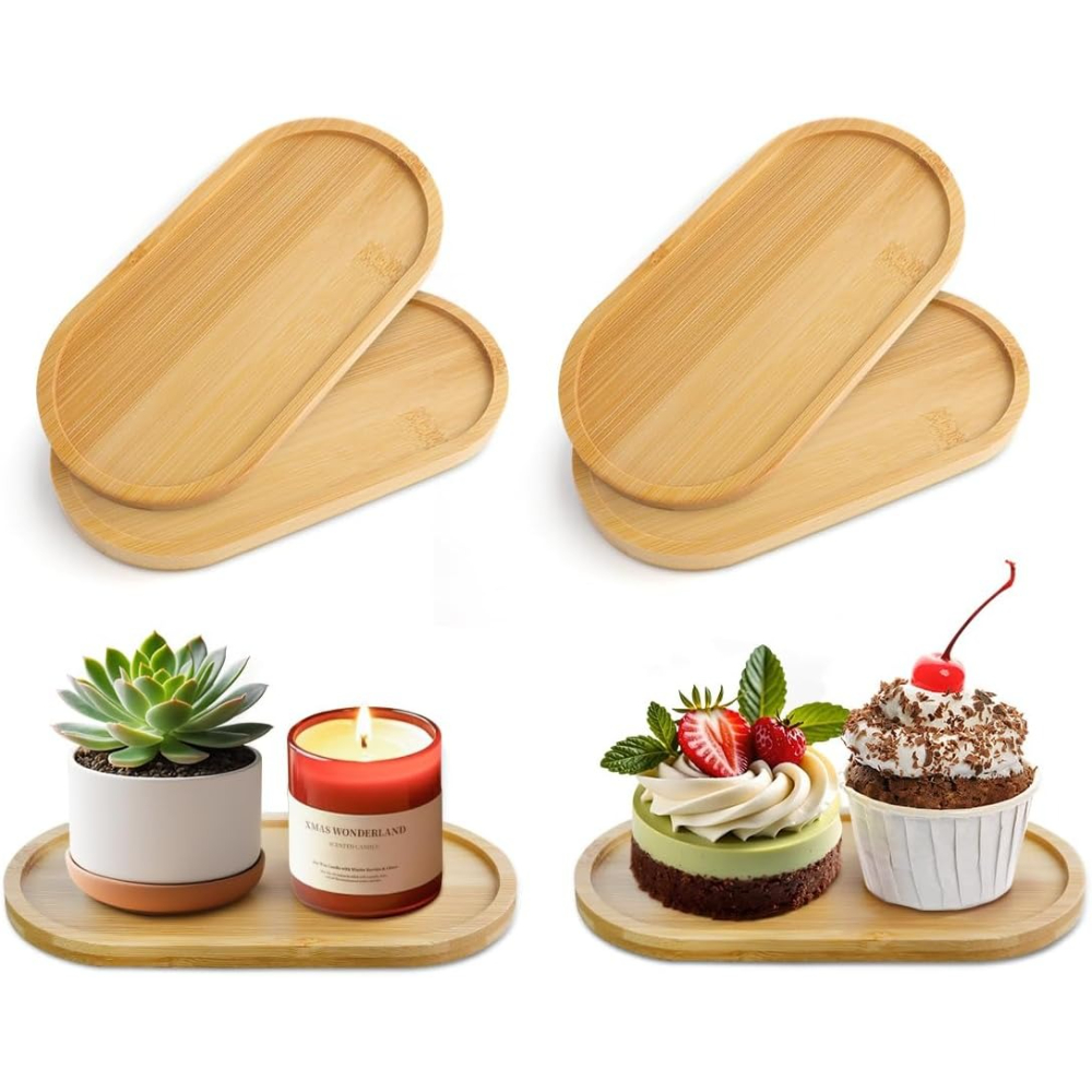 Drip Tray Saucer - 4 szt. Bambusowe podstawki pod rośliny,